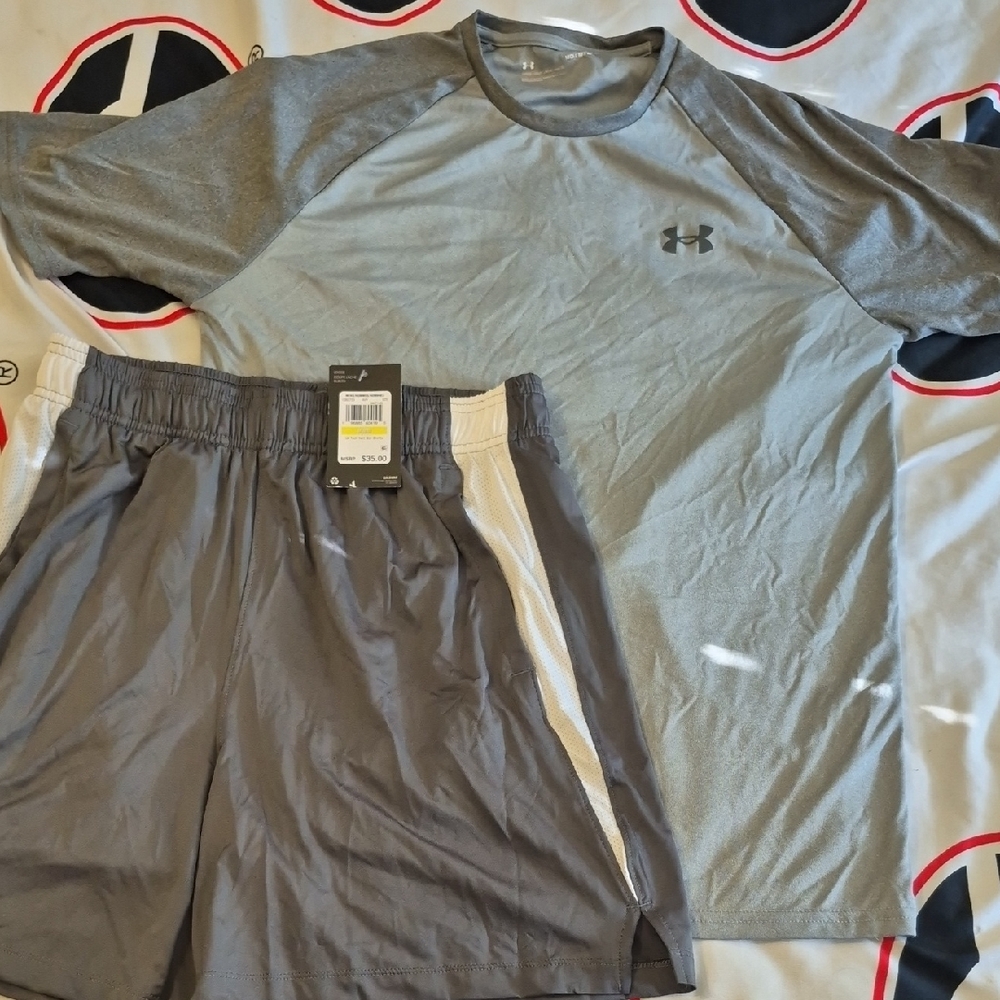 Under Armour Charcoal and White Athletic Shorts